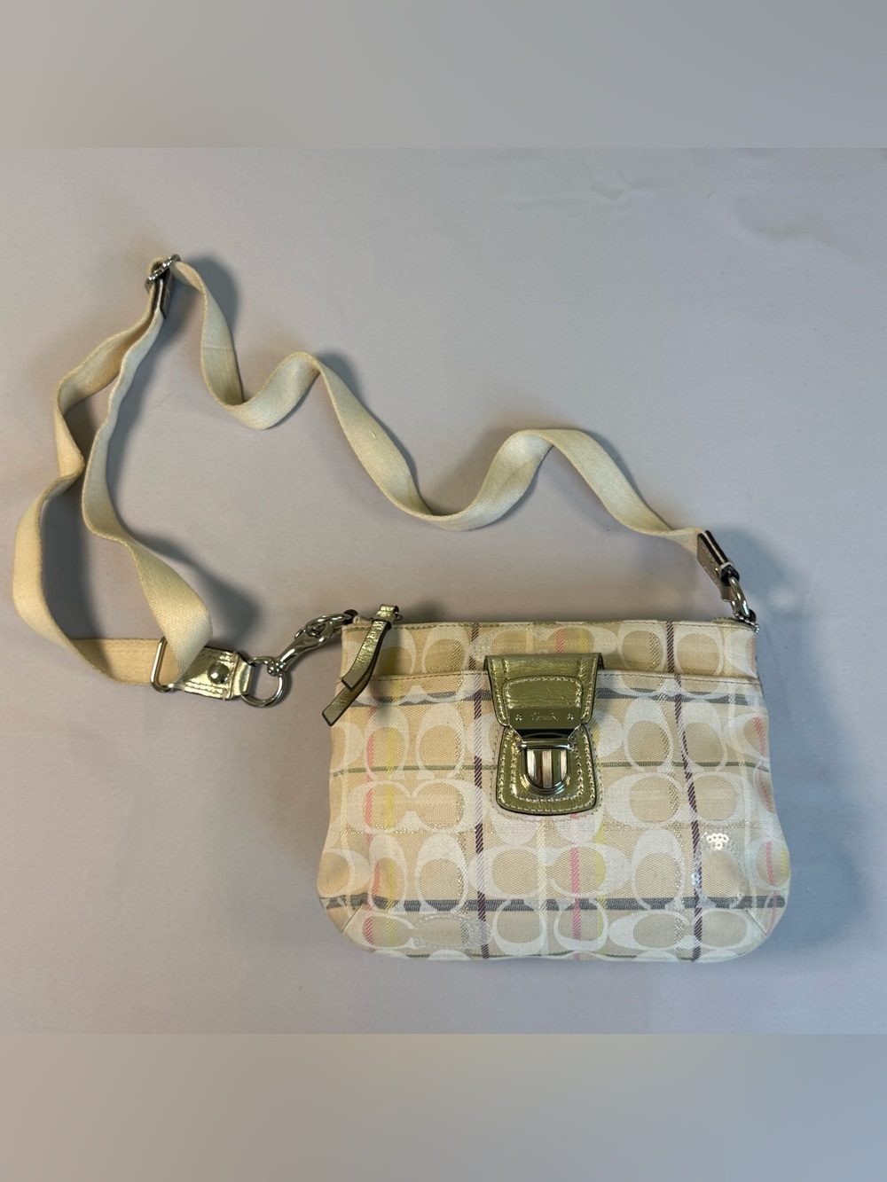Coach Tattersall Signature Lurex Swingpack Crossbody Bag